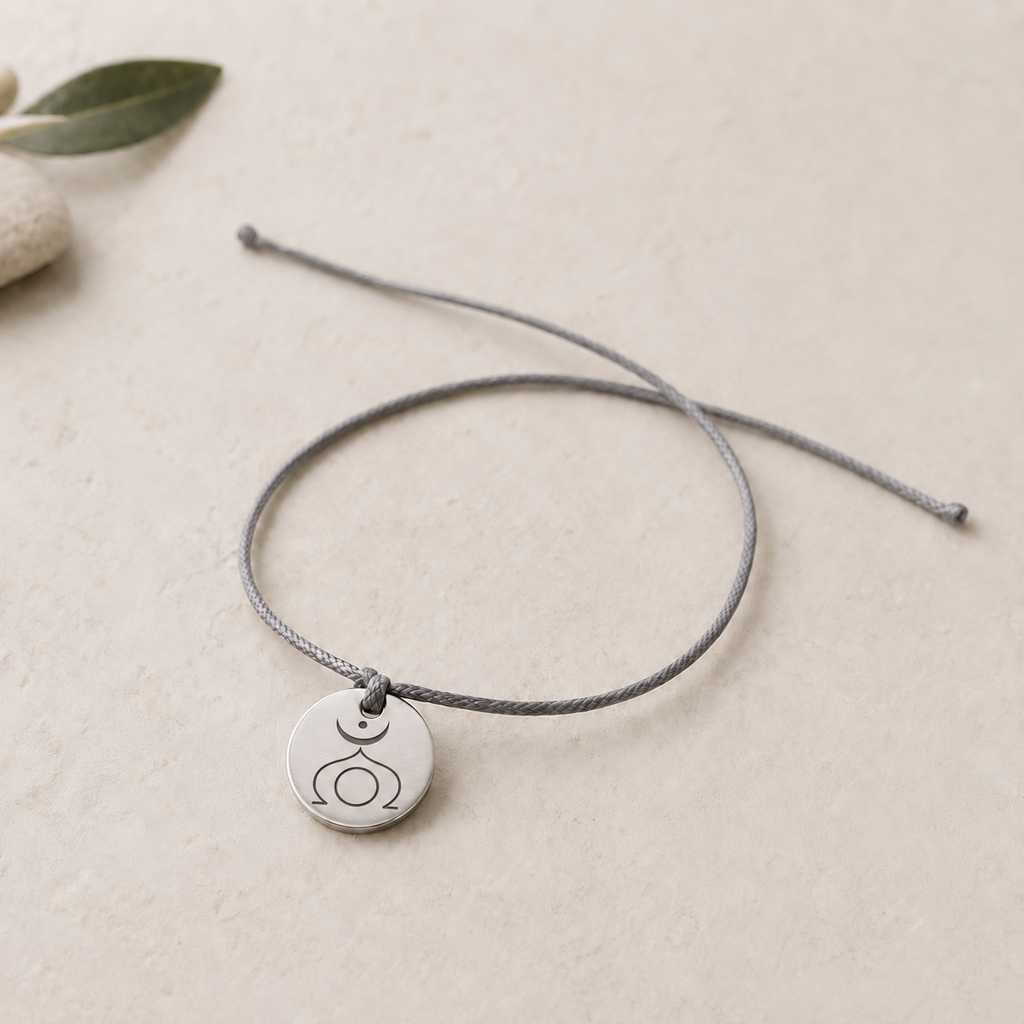 Fertility bracelet, front view with Eili Liburi symbol engraving