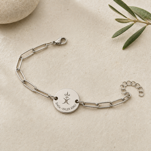 Happiness and Success chain bracelet, front with Happiness symbol